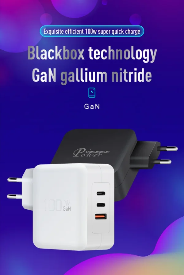 PD100CCA GaN 100 Вт быстрое зарядное устройство USB-C для ноутбуков, планшетов и телефонов