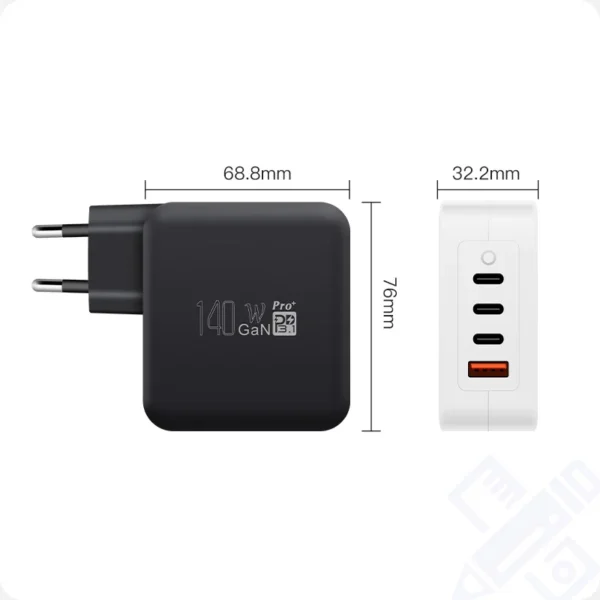 Быстрое зарядное устройство PD140WCCCA USB-C – адаптер питания GaN для MacBook Pro и ноутбуков - Image 2